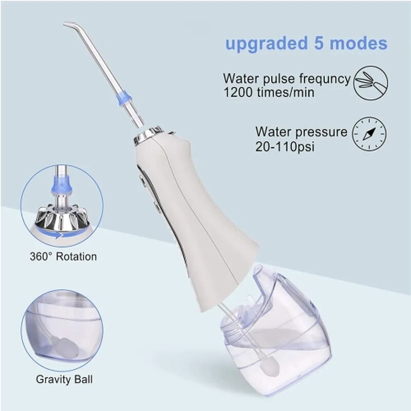 Oral Irrigator Manufacturer - Portable Waterjet Floss IPX7 Waterproof 5 Modes Upgraded Wireless