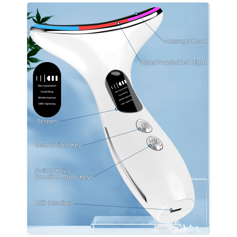 EMS Face Lifting Massager - Handheld - 4 Modes Anti Wrinkle Face Neck Skintightening