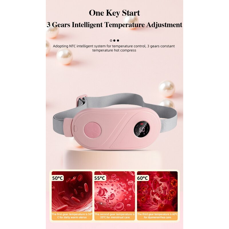 Menstrual Heating Pad - Rechargeable - Heating Vibrating Cramps Relief Belt Women Girls