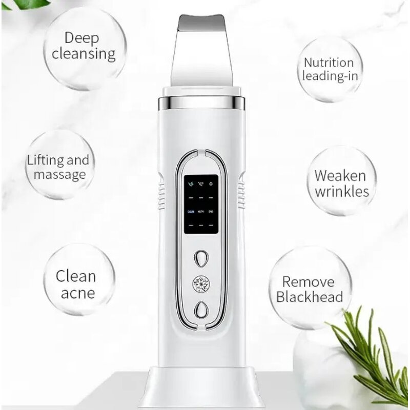 Ultrasonic Skin Scrubber - Latest - 24khz Blue Therapy Light Deep Facial Cleansing