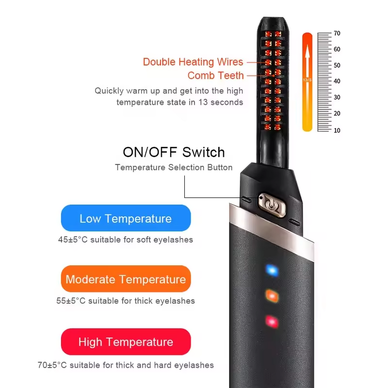 Electric Eyelash Curler - Rechargeable - Eye Beauty Heated Curling Makeup Tool