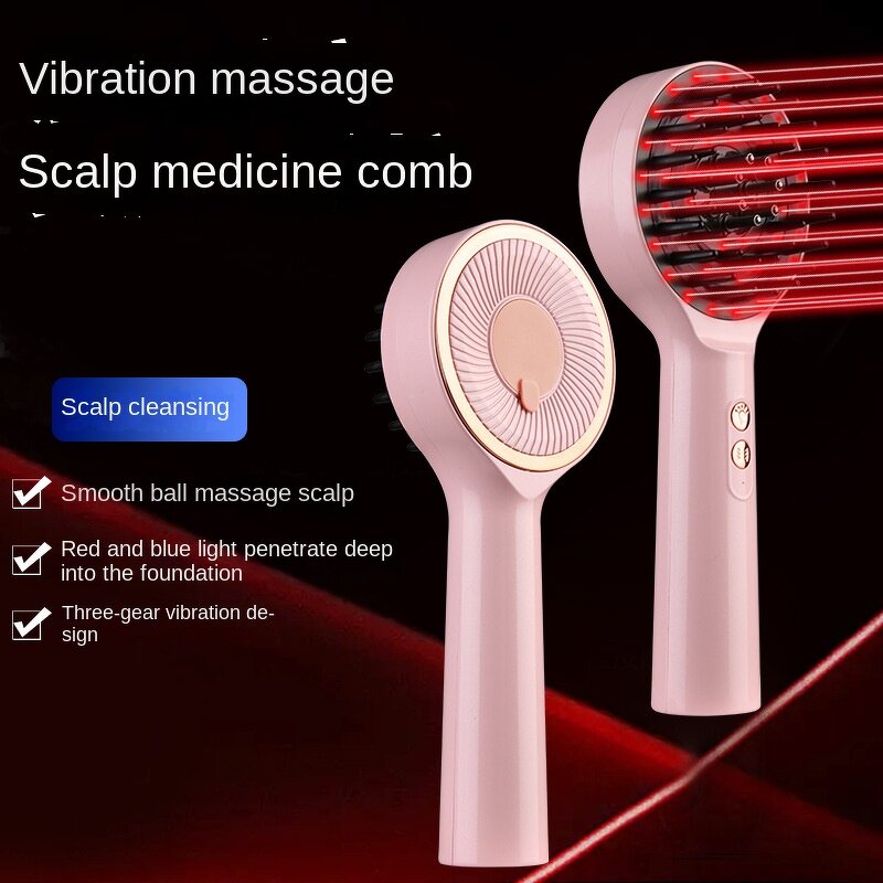 Electric Scalp Massage Comb - Vibration - Plastic Red & Blue Balls Essential Oil Application