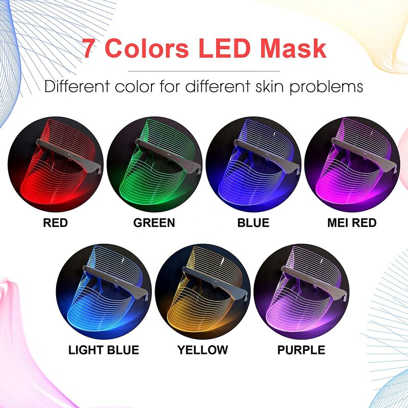 7 Color LED Therapy Mask - Home Use - Rechargeable Anti-aging Wrinkle Acne Beauty Device