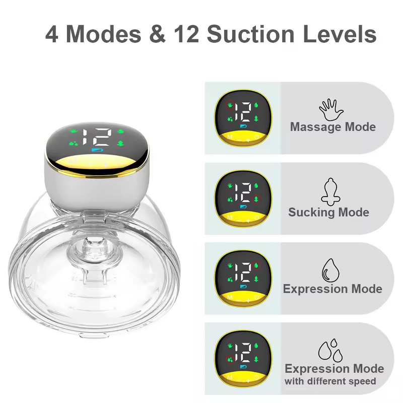 Wearable Breast Pump - 2024 Trending - LCD Memory Function Hands Free Portable Silicone