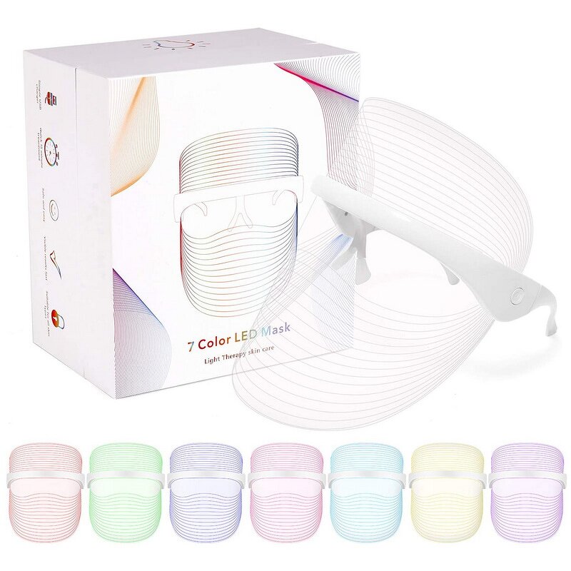 7 Color LED Face Mask - NEW Light Therapy - Photon Wrinkles Acne PDT Standing Home Use