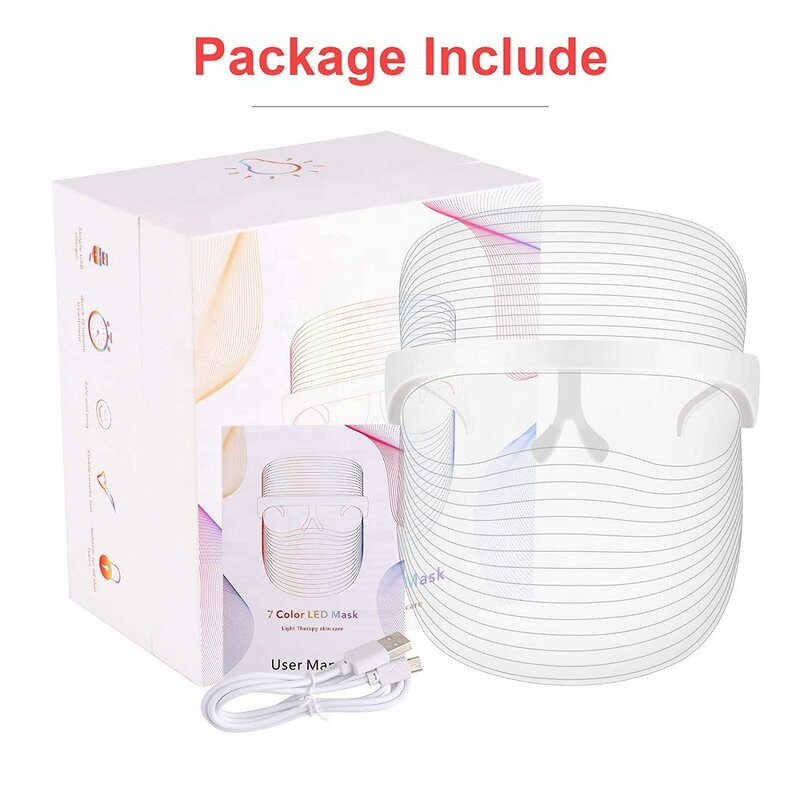 7 Color LED Facial Mask - Light Therapy - Photon Wrinkles Acne PDT Standing Home Use