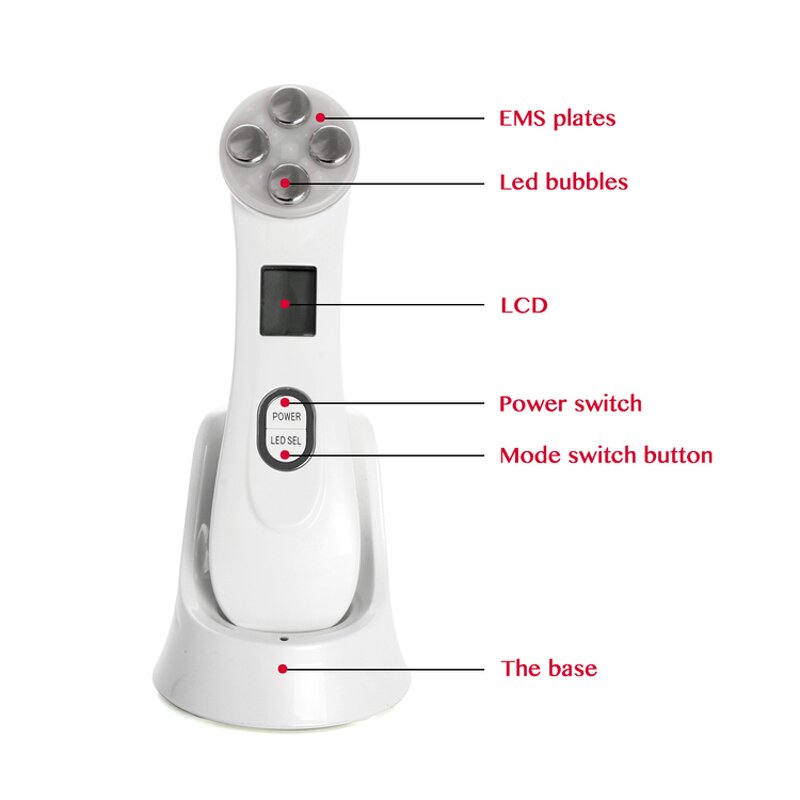 RF EMS Facial Tool - DS DS-V09 - Handheld Ultrasonic Vibration Ion Toning Acne Tightening