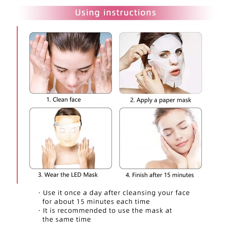 7 Color LED Therapy Mask - Home Use - Rechargeable Anti-aging Wrinkle Acne Beauty Device