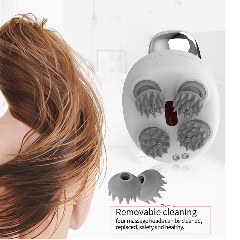 Cordless Scalp Massager - Electric Head - Kneading Handheld Portable Head Scratcher Tool