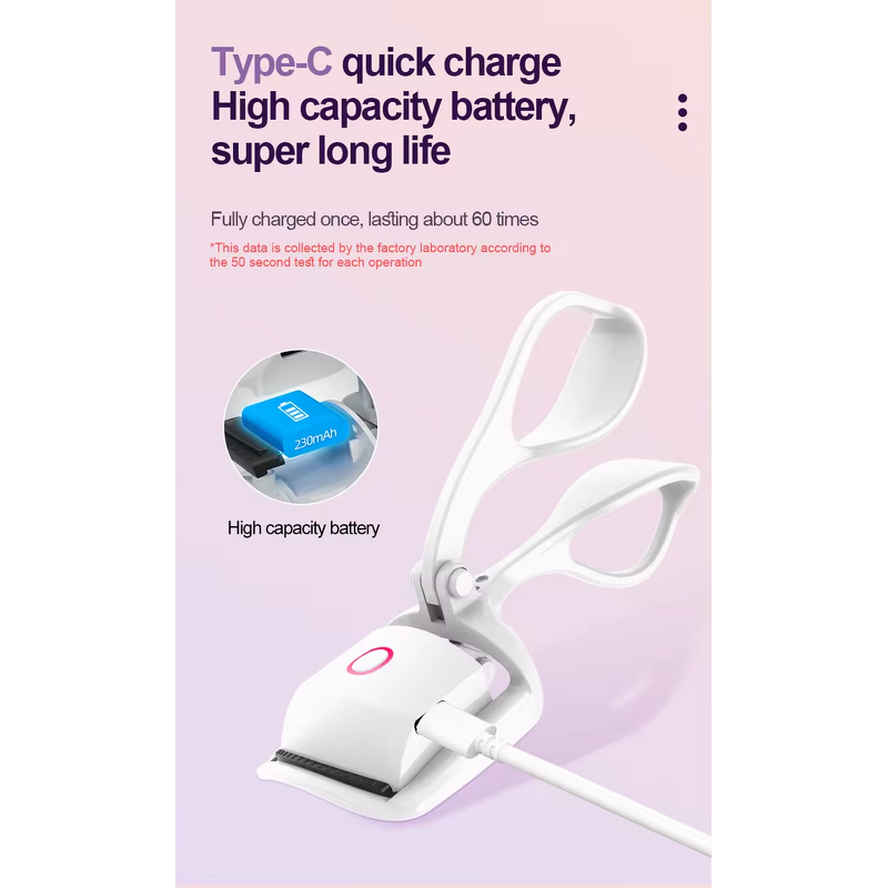 Mini Eyelash Curler - Home Rechargeable - 3 Temperature Settings Electric Heated Lash Care