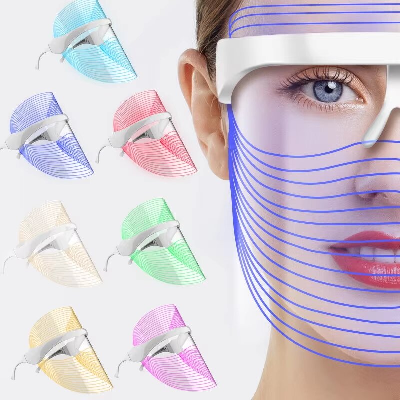 7 Color LED Face Mask - NEW Light Therapy - Photon Wrinkles Acne PDT Standing Home Use