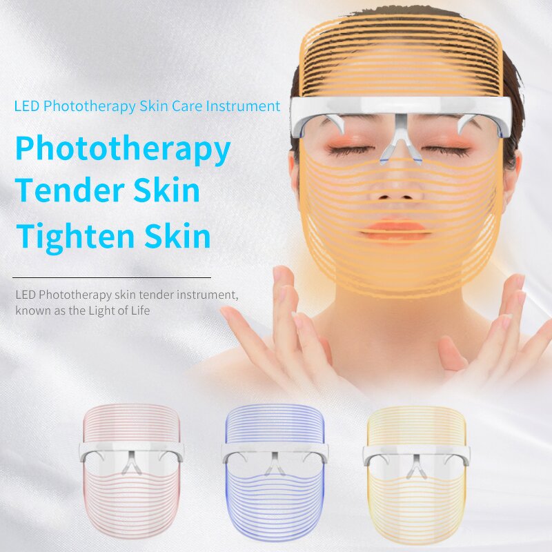 3 Colors Light Therapy Mask - Personal - Rechargeable Skin Rejuvenation Face Beauty Shield