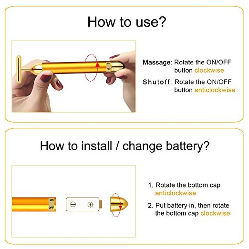 Facial Massager Manufacturer - 24K Golden Pulse T-Shaped Stainless Steel for Sensitive Skin