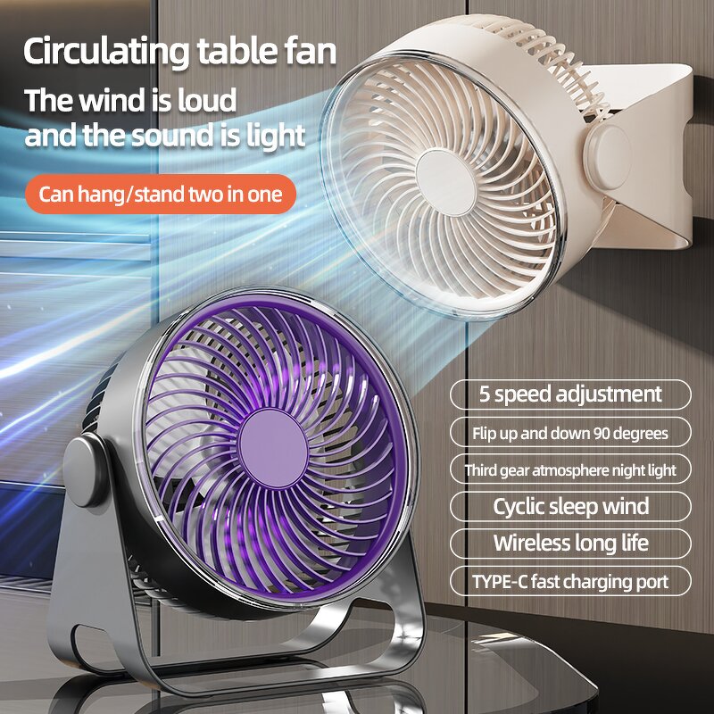 Air Circulation Fan Manufacturer - Portable 3 LED Light Quiet Cooling Five Wind USB Battery