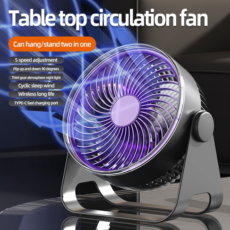 Desk Fan Manufacturer - Small Personal LED USB Strong Wind for Car Wall-Mount Hanging