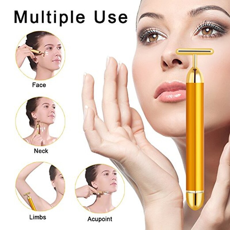 Facial Wrinkle Lift Bar Manufacturer - 24k Gold Vibration Beauty Equipment Roller Massager