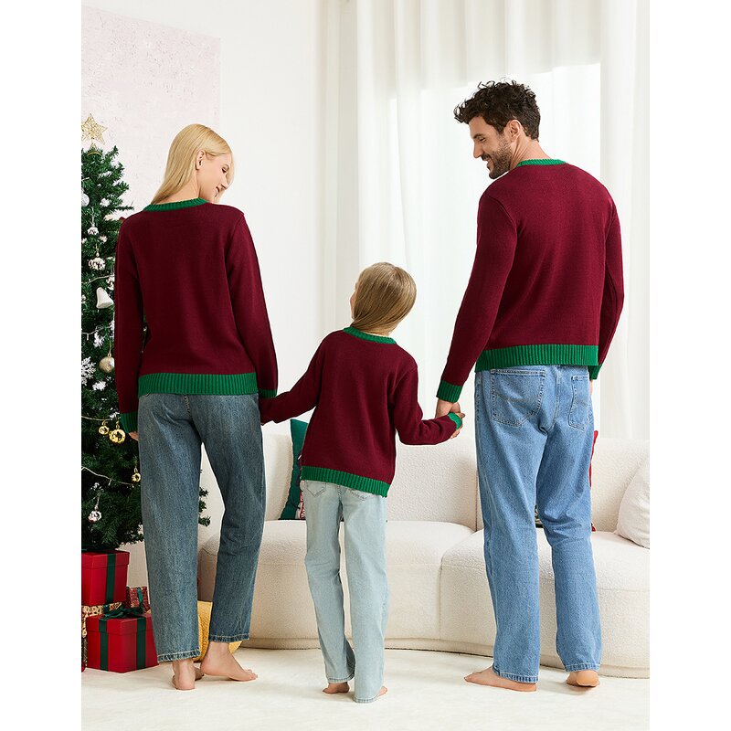 Christmas Sweater Manufacturer - Custom Jacquard Knit Matching Couple Family Winter