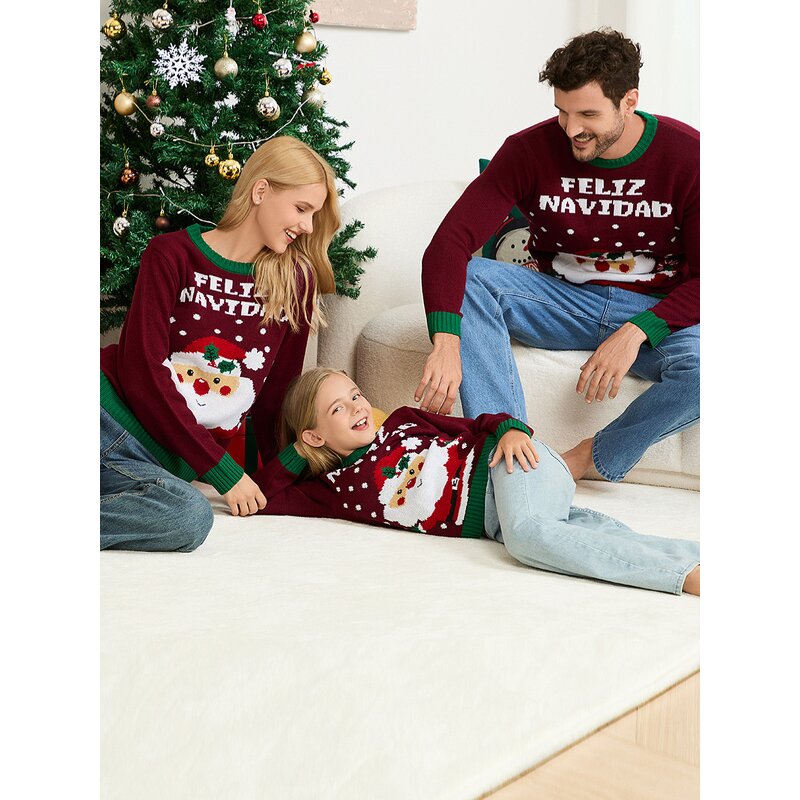 Christmas Sweater Manufacturer - Family Jacquard Knit Pullover Matching Couple Winter