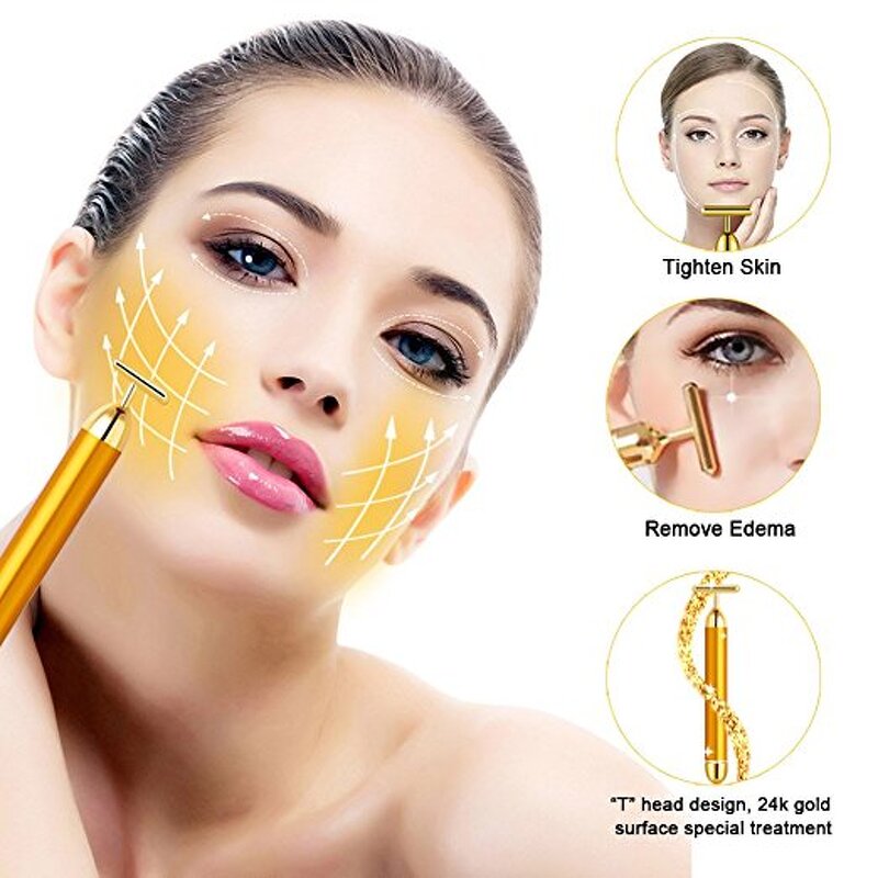 Facial Massager Manufacturer - 24K Golden Pulse T-Shaped Stainless Steel for Sensitive Skin
