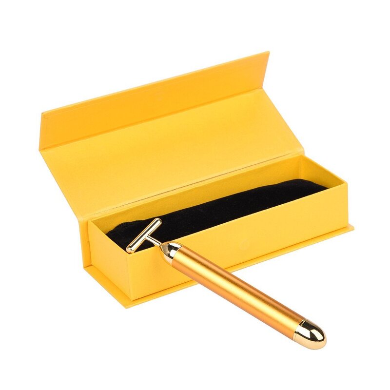 Facial Massager Kit Manufacturer - 24K Golden Pulse with Electric T-Shape Roller Stainless