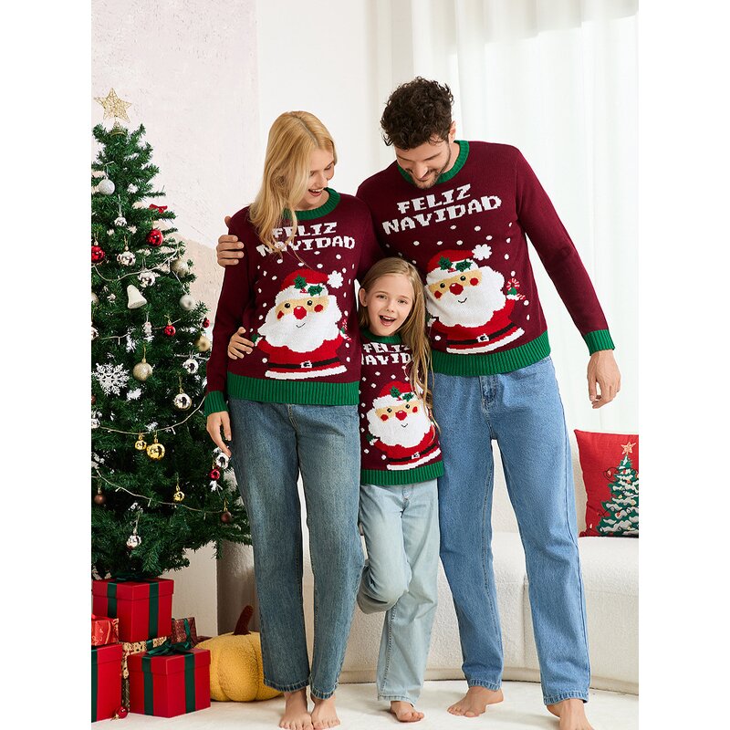 Christmas Sweater Manufacturer - Casual Character Flat Knit Jacquard Matching Family Winter