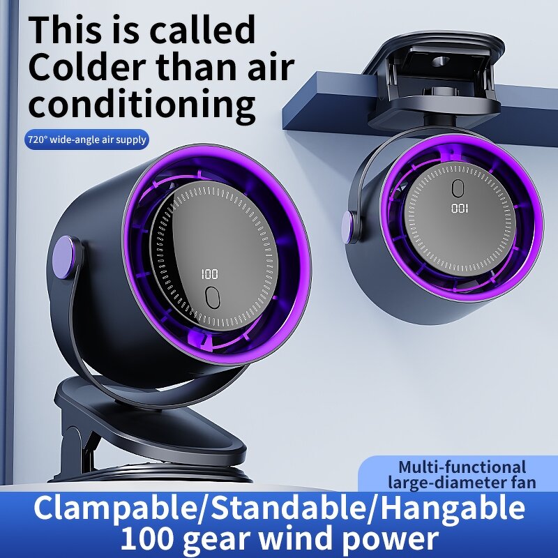 Clip Fan Manufacturer - Versatile Portable LED Lights Rechargeable USB Mini Rotary Four-Speed