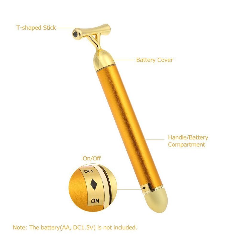Facial Massager Manufacturer - 24K Golden Pulse T-Shape Electric Stainless Steel Firming
