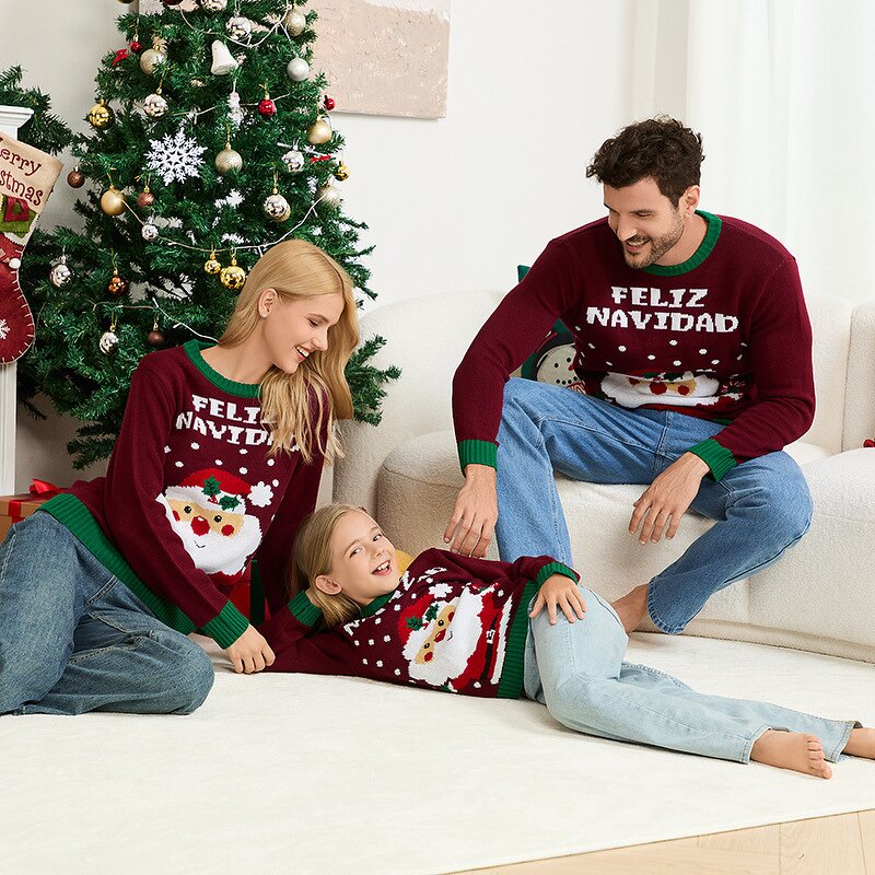 Christmas Sweater Manufacturer - Custom Jacquard Knit Matching Couple Family Winter