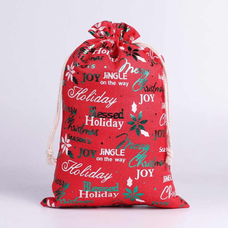 Gift Bag Manufacturer - Drawstring Christmas Reusable Cloth Santa with Ribbon