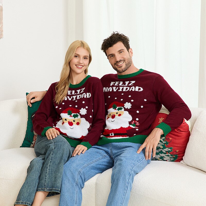 Christmas Sweater Manufacturer - Custom Jacquard Knit Matching Couple Family Winter