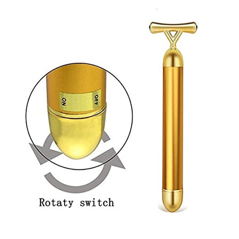 Facial Massager Manufacturer - 24K Golden Pulse T-Shape Electric Stainless Steel Firming