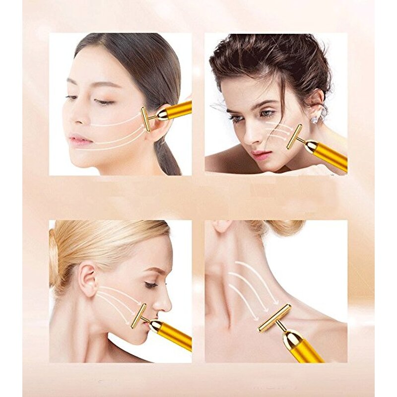 Facial Massager Kit Manufacturer - 24K Golden Pulse with Electric T-Shape Roller Stainless