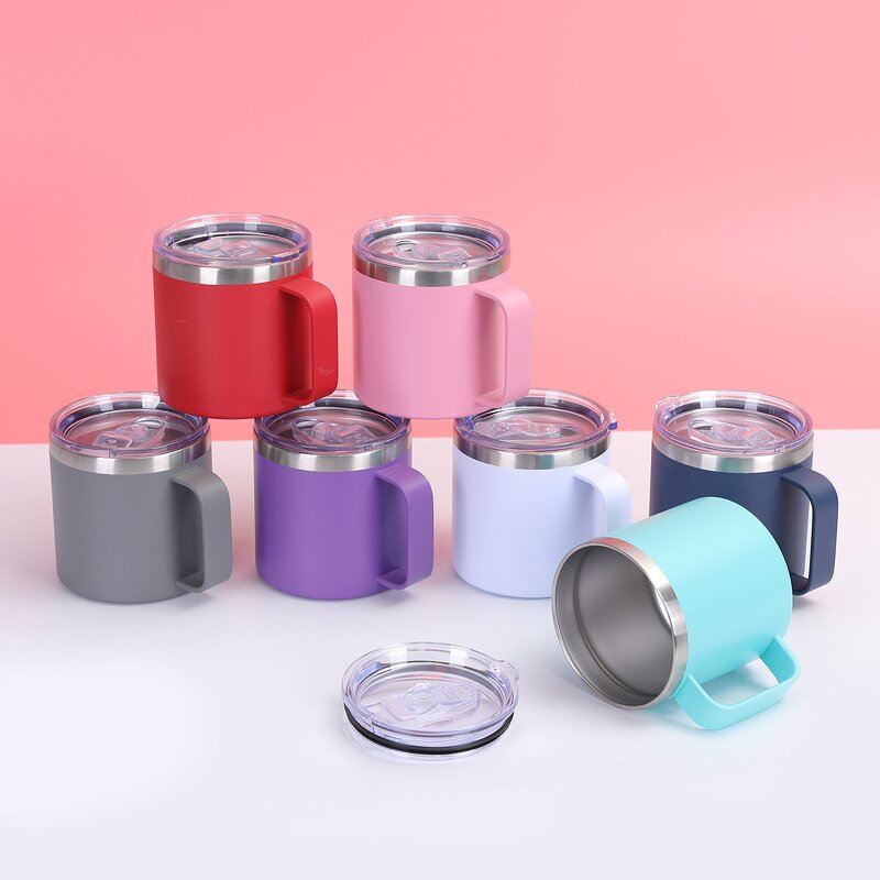 Tumbler Manufacturer - 14oz Vacuum Insulated Stainless Steel with Handle and Straw