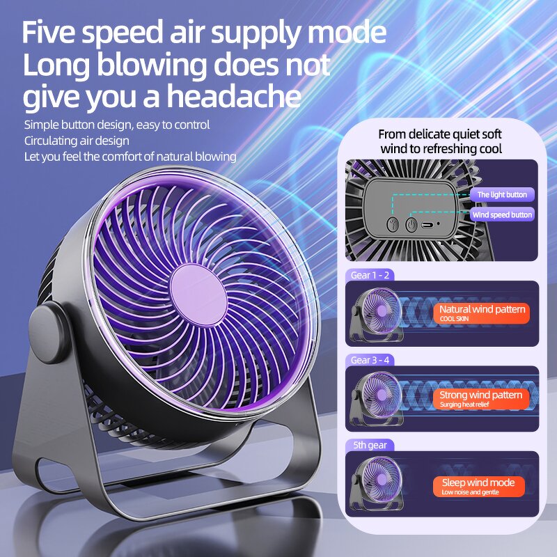 Desk Fan Manufacturer - Small Personal LED USB Strong Wind for Car Wall-Mount Hanging