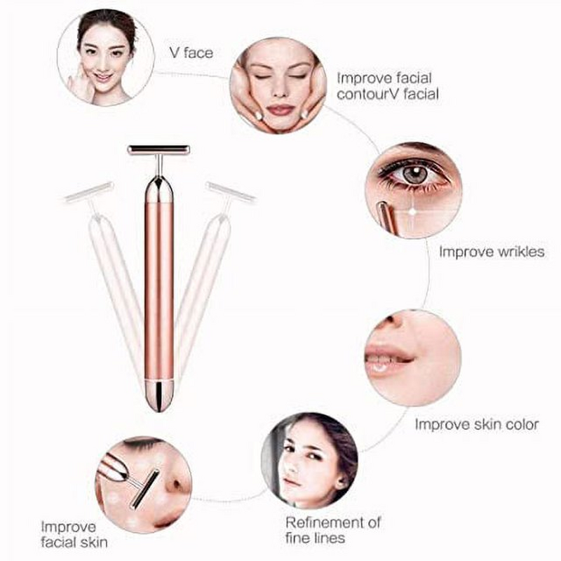 Face Lift Bar Manufacturer - 24k Gold Roller Vibration Slimming Facial Stick Beauty