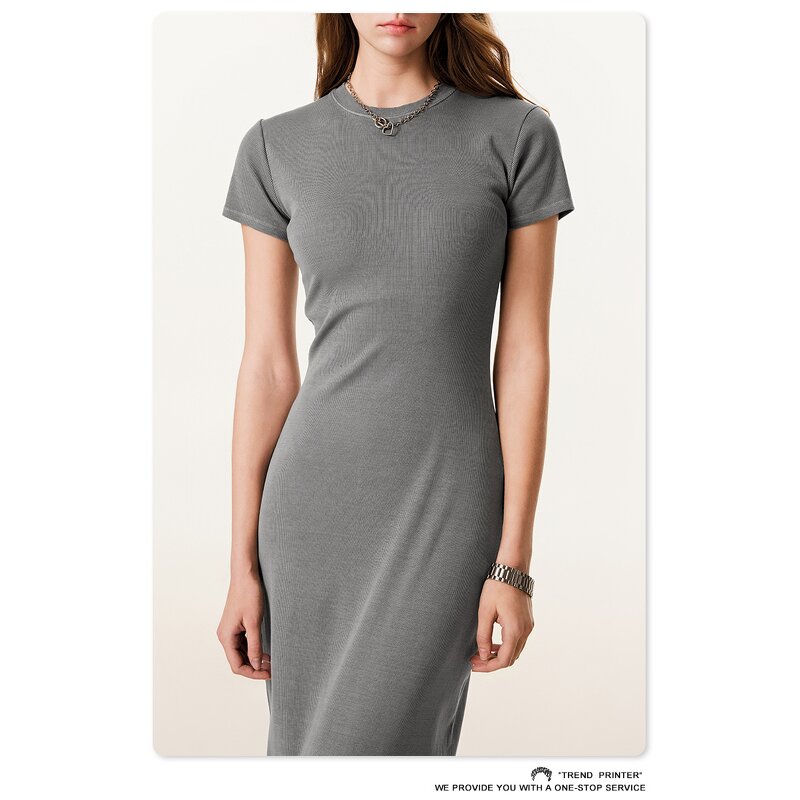 T-Shirt Dress Manufacturer - Casual Summer Short Sleeve Round Neck Pencil Long Maxi Split
