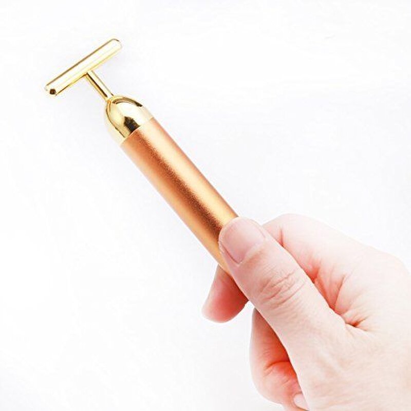 Facial Massager Kit Manufacturer - 24K Golden Pulse with Electric T-Shape Roller Stainless