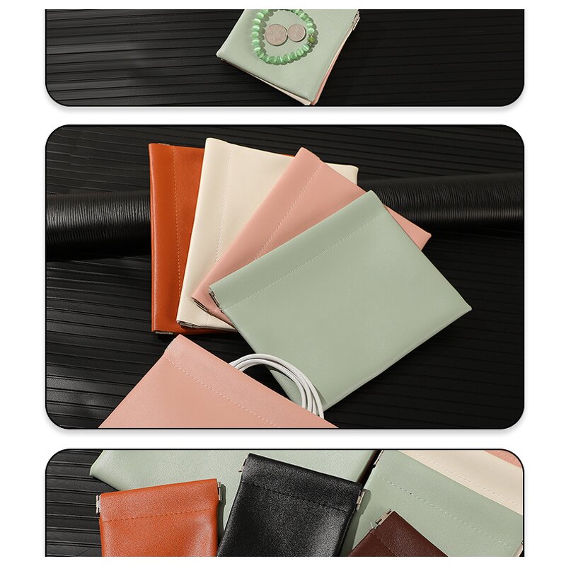 Storage Bag Manufacturer - Small Self-Closing PU Leather for Coins Headphones Jewelry