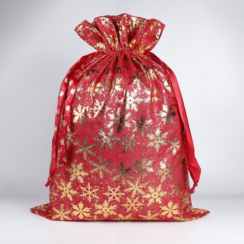 Gift Bag Manufacturer - Drawstring Christmas Reusable Cloth Santa with Ribbon