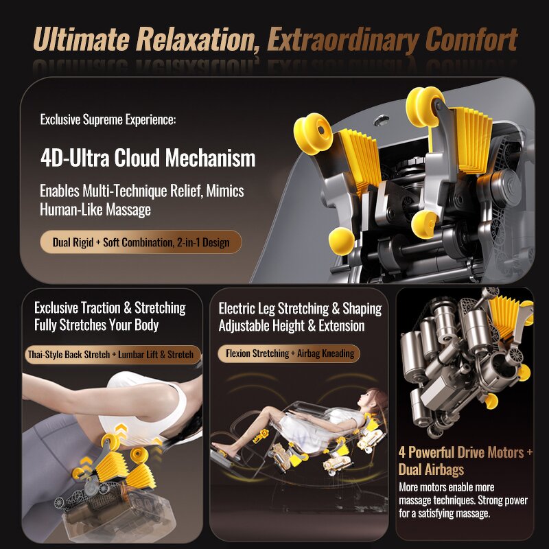 Massage Chair - Manufacturer - 4D Zero Gravity Bluetooth Leg Heated Shiatsu Ultra Mechanism Luxury