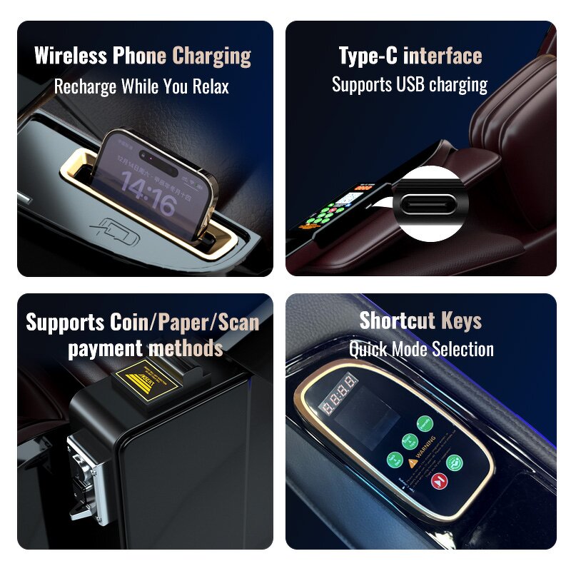 Massage Chair - Manufacturer - 4D Zero Gravity Coin Bill Operated Foldable Commercial Foot Care Luxury