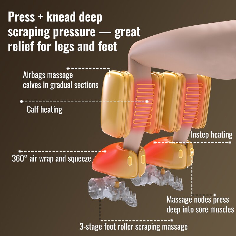 Foot Massager - Manufacturer - 7 in 1 Shiatsu Smart Roller Air Compression Heat Vibration Timing