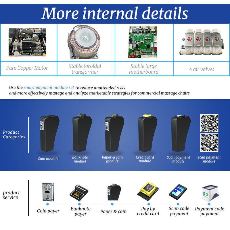Massage Chair - Manufacturer - Factory 4D Zero Gravity Coin Credit Card Bill Commercial Massage Chair