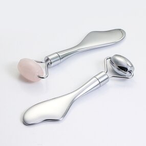 Facial Roller Gua Sha - Manufacturer - Mini Rose Quartz Zinc Alloy Manual-Wired Set