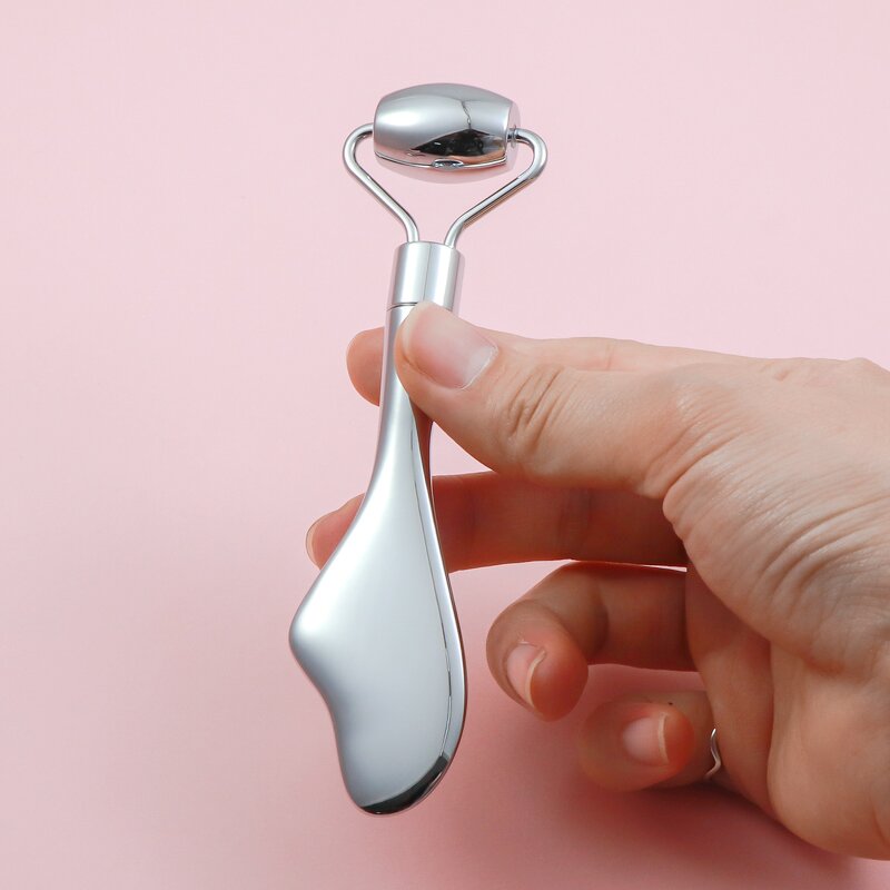 Facial Roller Gua Sha - Manufacturer - Mini Rose Quartz Zinc Alloy Manual-Wired Set
