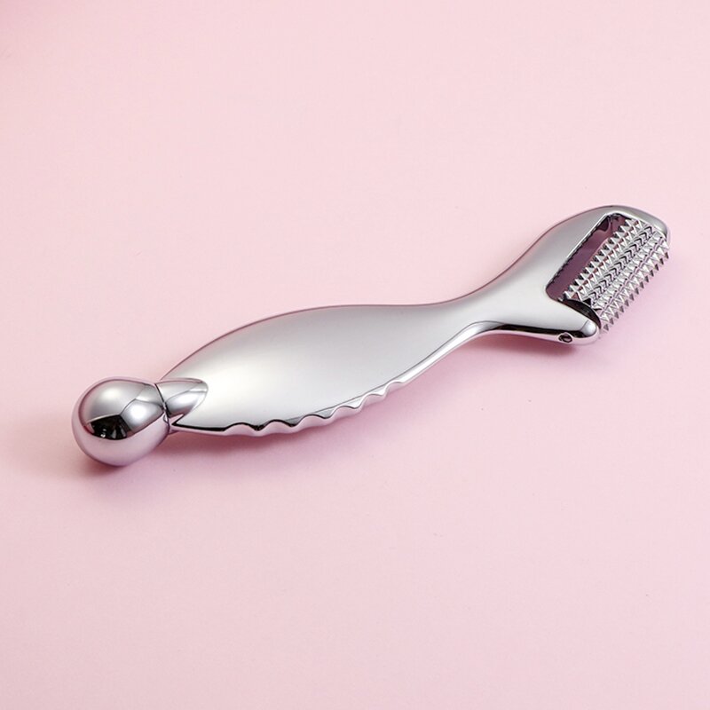 Derma Roller - Manufacturer - Silver Stainless Steel Gua Sha Face Eyes US Plug Needle