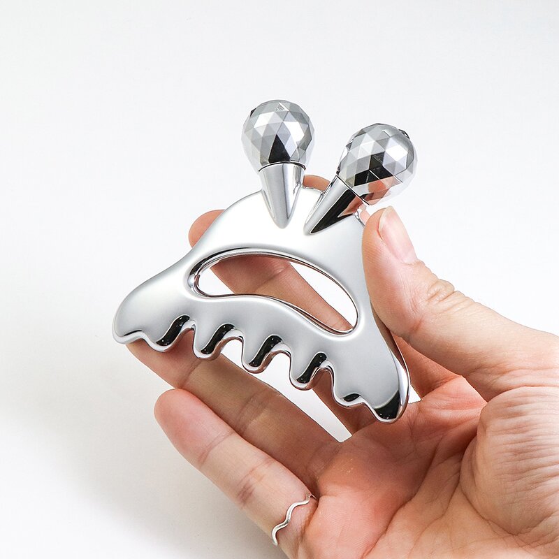 2-in-1 Facial Tool - Manufacturer - Stainless Steel Roller Metal Gua Sha Face Head