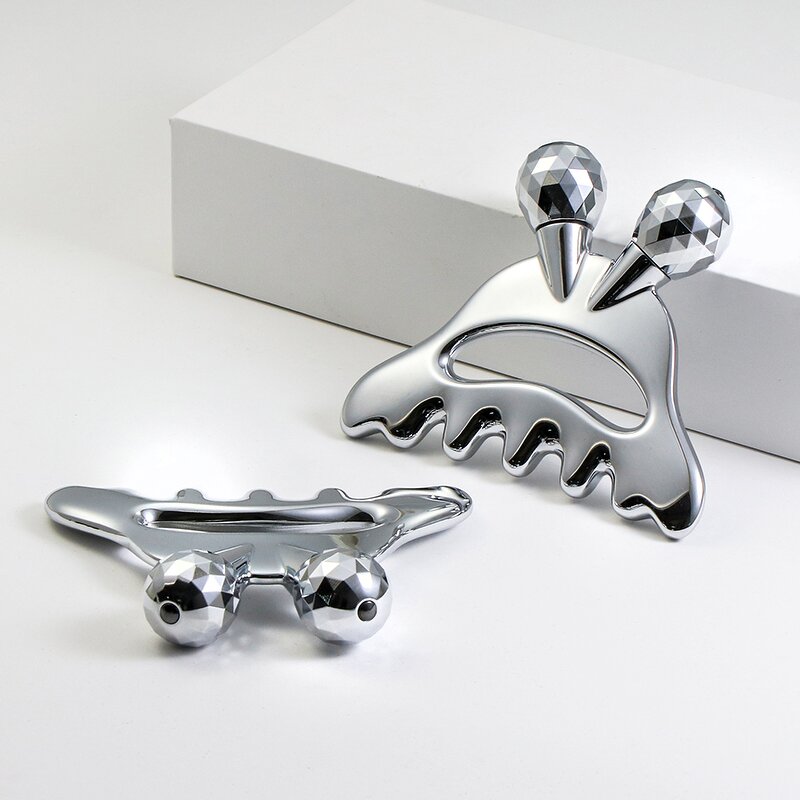 2-in-1 Facial Tool - Manufacturer - Stainless Steel Roller Metal Gua Sha Face Head