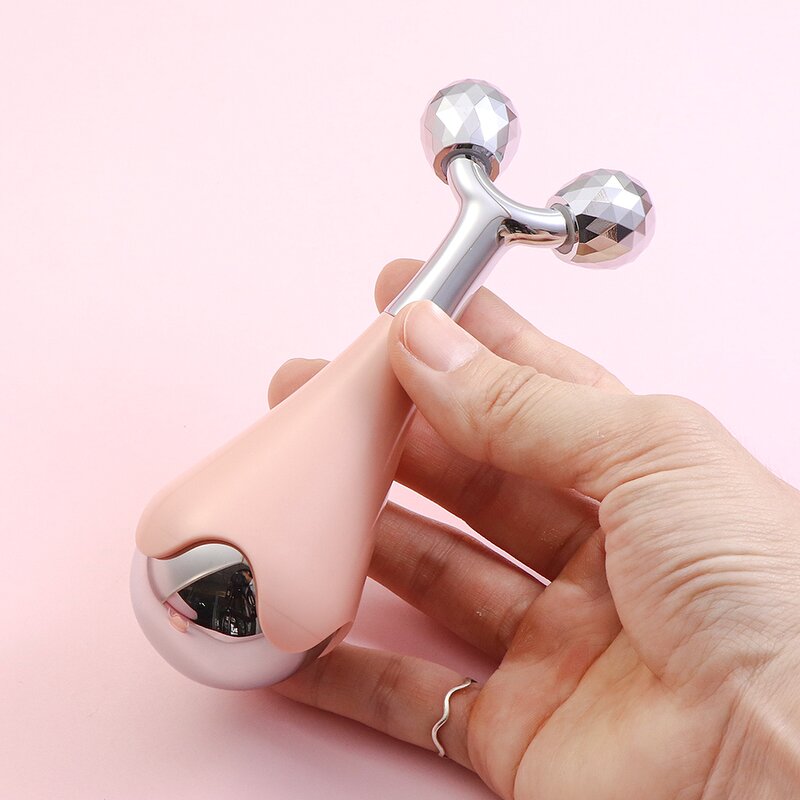 Facial Massager - Manufacturer - Jingwang Pink Rotating 3D Cooling Hammer Shape