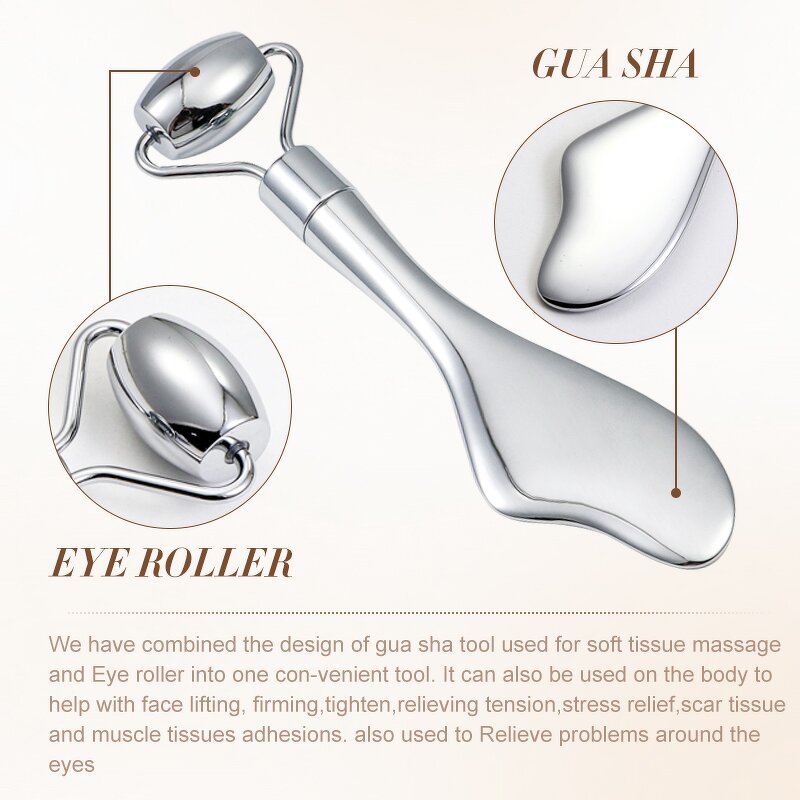 Facial Roller Gua Sha - Manufacturer - Mini Rose Quartz Zinc Alloy Manual-Wired Set